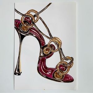 4/$20⭐️ Eggplant Hooped Manolo Blahnik Shoe Illustration *PRINT*